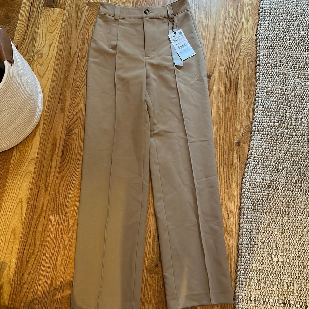 Tan,  khaki color, straight leg Zara trouser never work xs